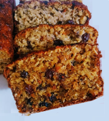 Cake de Avena, plátano & pasas